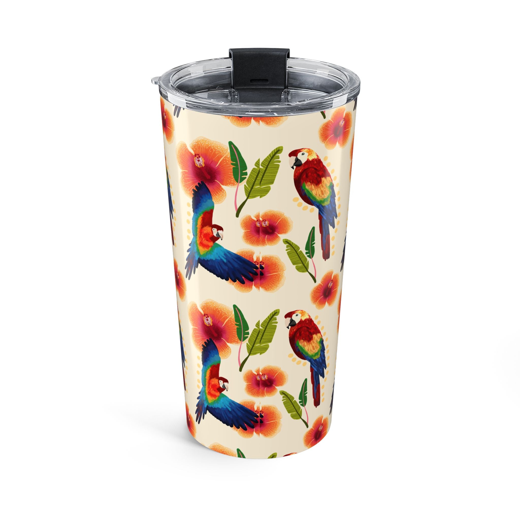 20oz Costa Rican Macaw Tumbler – Tropical Hibiscus Travel Cup