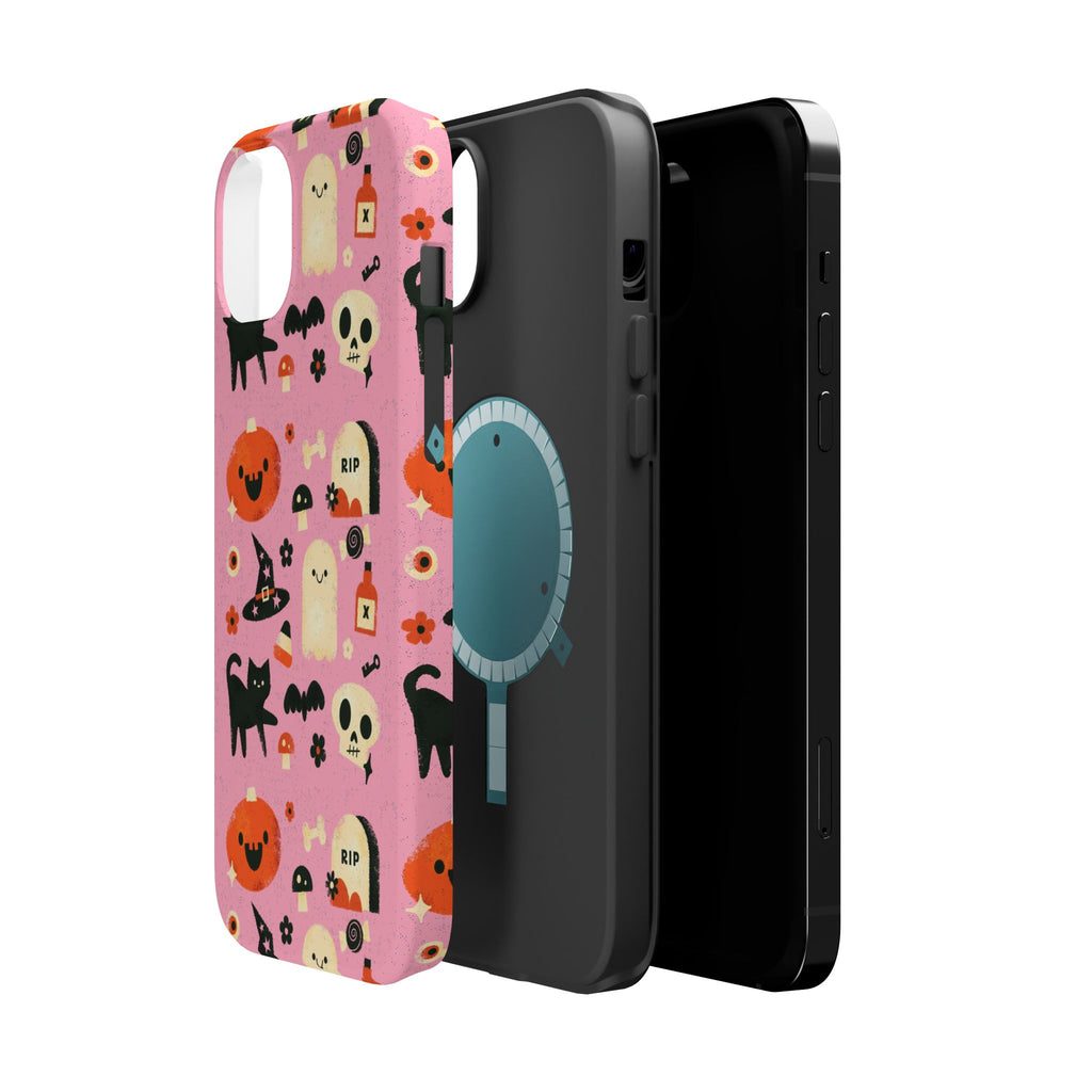 Cute Pink Halloween Magnetic Impact Phone Case — Ghosts, Pumpkins & Skulls