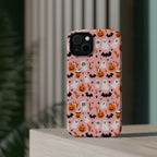 Halloween Ghosts & Pumpkins Magnetic Phone Case — Cute Pink Spooky Pattern