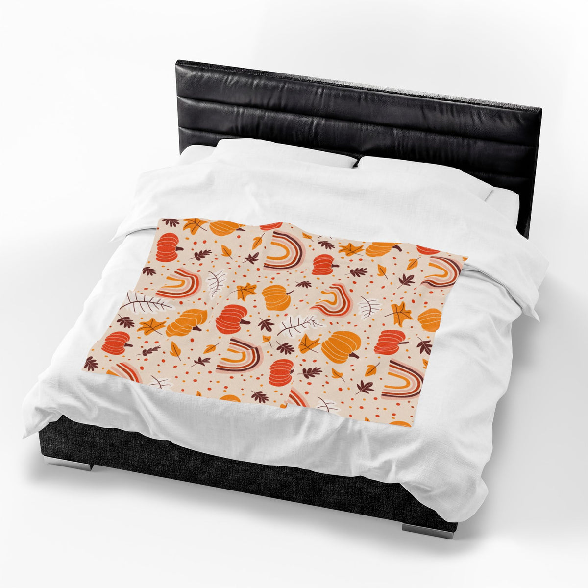 Autumn Pumpkin Rainbow Velveteen Plush Blanket — Cozy Fall Throw