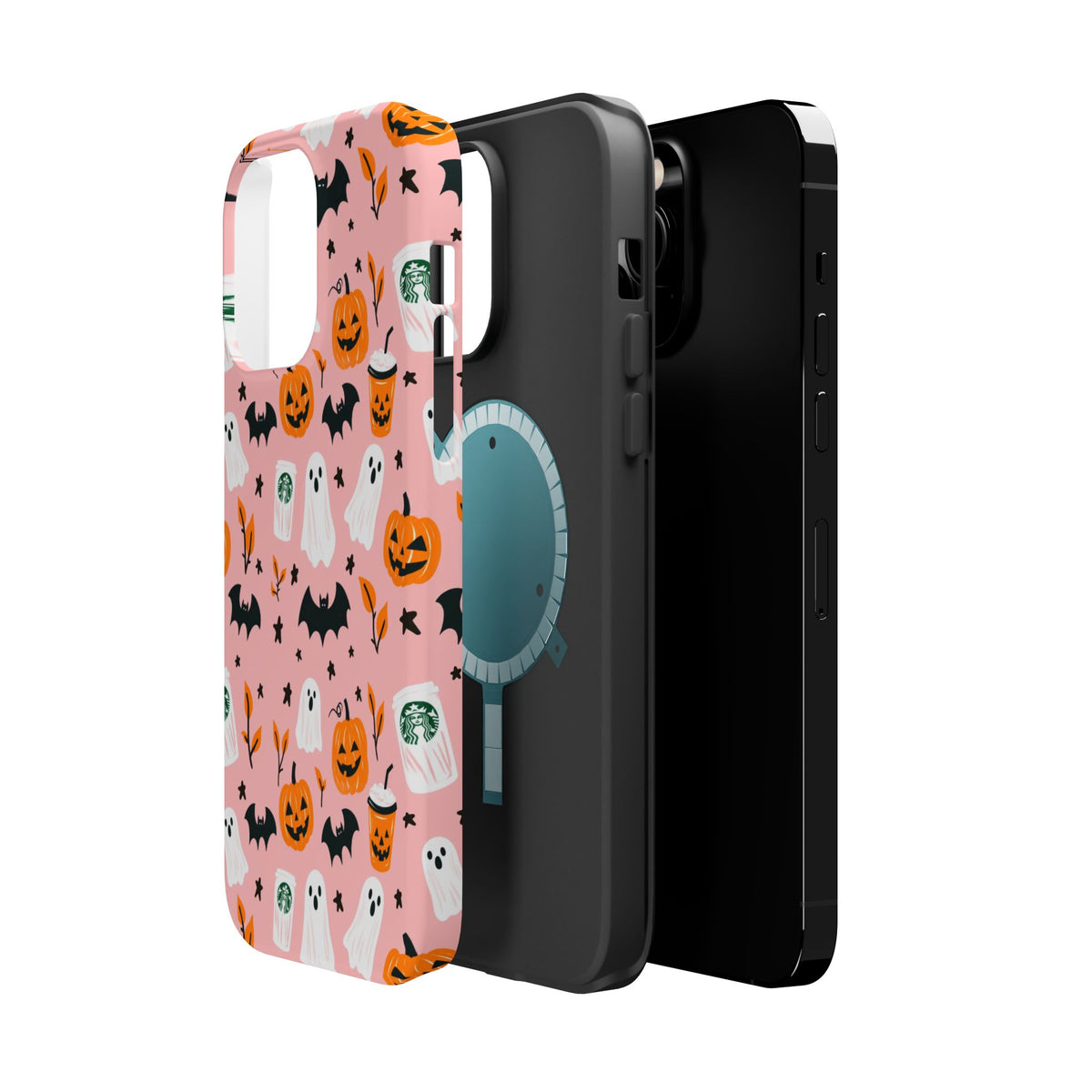 Halloween Cute Pattern Phone Case — Pink Ghosts, Pumpkins & Bats Magnetic Impact-Resistant