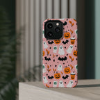 Halloween Cute Pattern Phone Case — Pink Ghosts, Pumpkins & Bats Magnetic Impact-Resistant