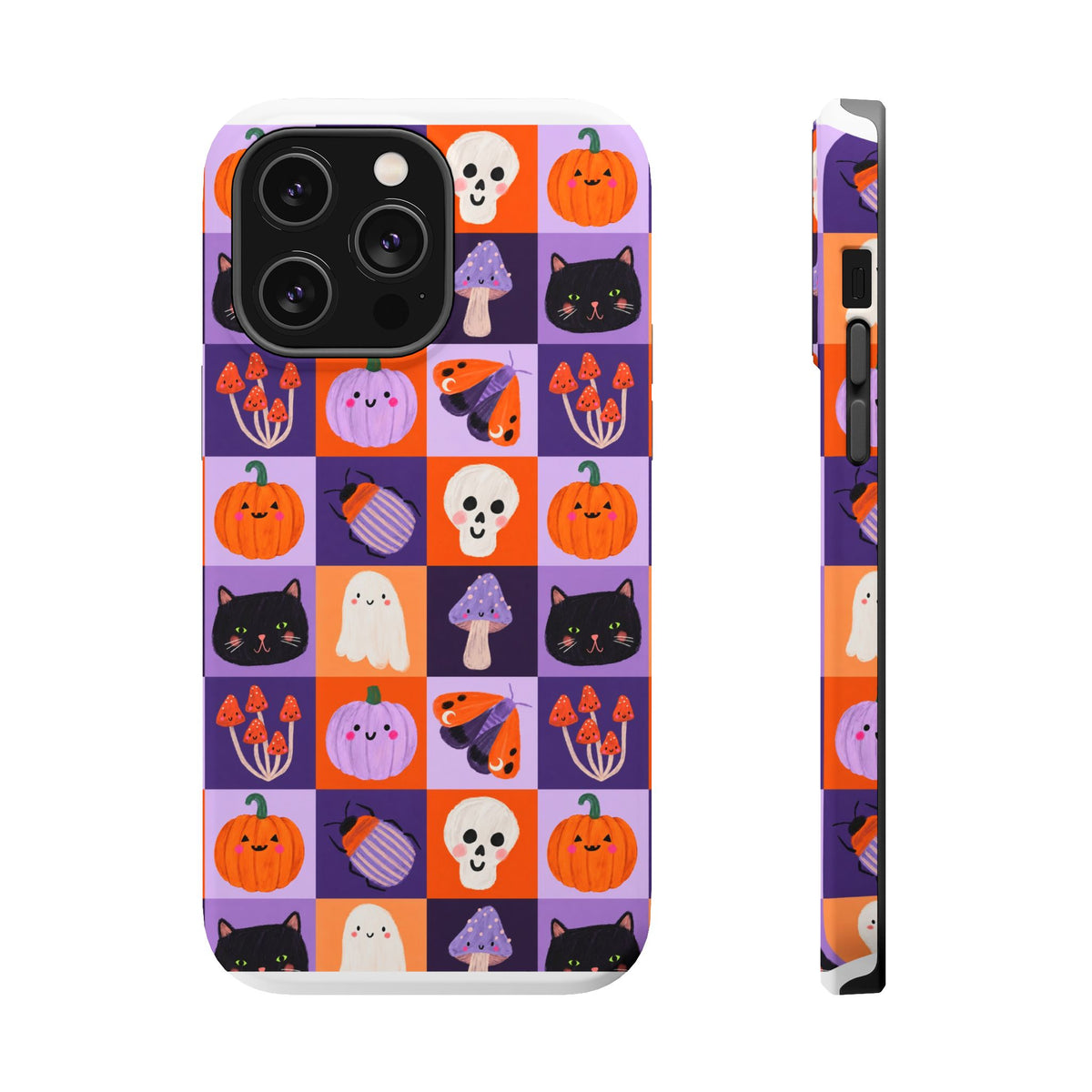Halloween Pattern Magnetic Impact-Resistant Phone Case — Cute Pumpkins, Cats & Ghosts