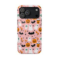 Halloween Cute Pattern Phone Case — Pink Ghosts, Pumpkins & Bats Magnetic Impact-Resistant