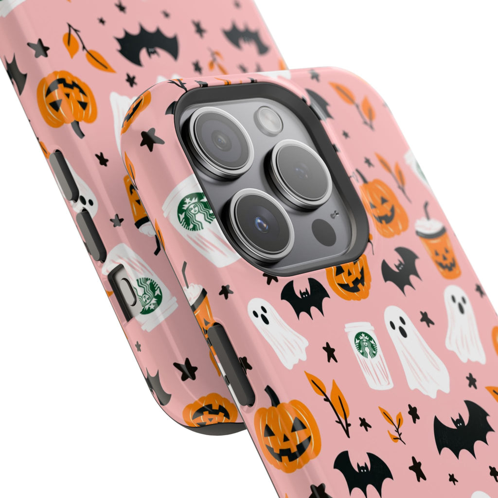 Halloween Cute Pattern Phone Case — Pink Ghosts, Pumpkins & Bats Magnetic Impact-Resistant
