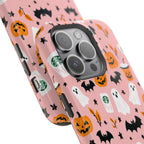 Halloween Cute Pattern Phone Case — Pink Ghosts, Pumpkins & Bats Magnetic Impact-Resistant