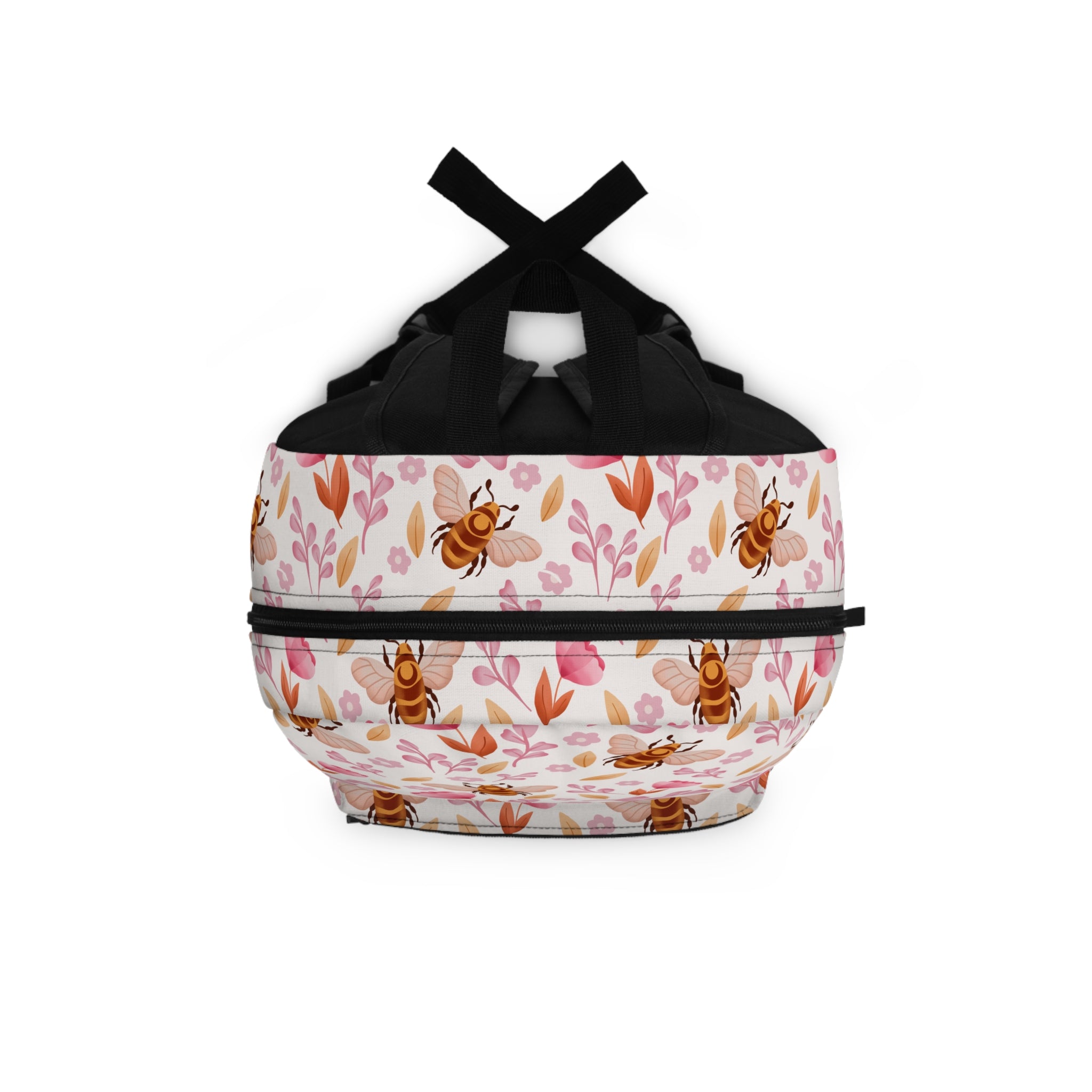 Bee Floral Backpack — Cute Pink Bees & Leaves School Bag