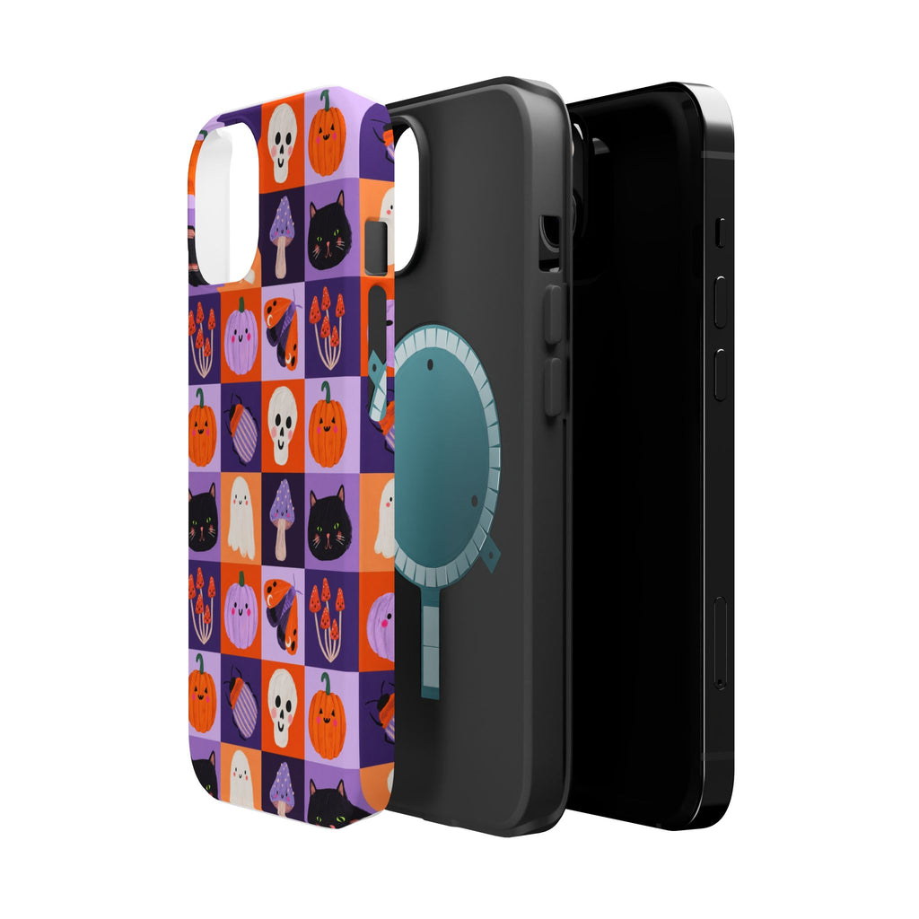 Halloween Pattern Magnetic Impact-Resistant Phone Case — Cute Pumpkins, Cats & Ghosts