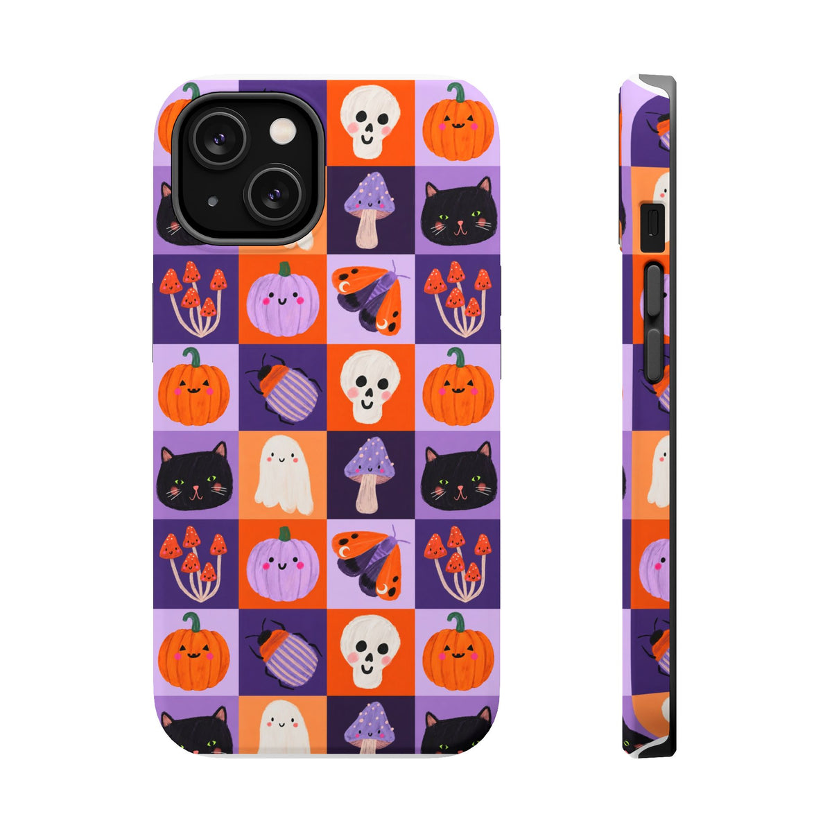Halloween Pattern Magnetic Impact-Resistant Phone Case — Cute Pumpkins, Cats & Ghosts