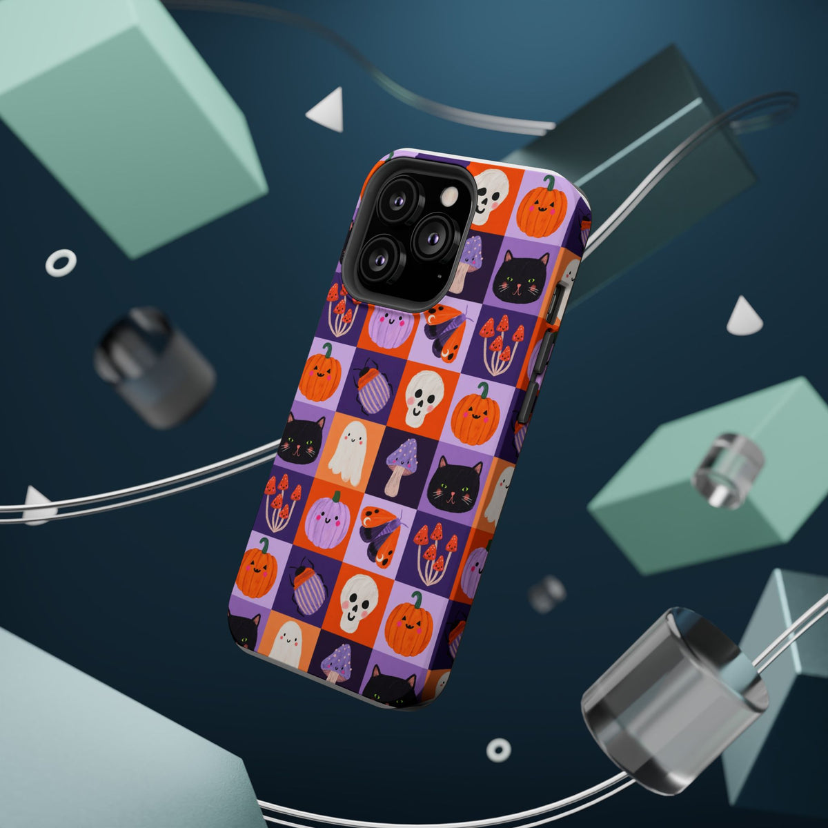Halloween Pattern Magnetic Impact-Resistant Phone Case — Cute Pumpkins, Cats & Ghosts