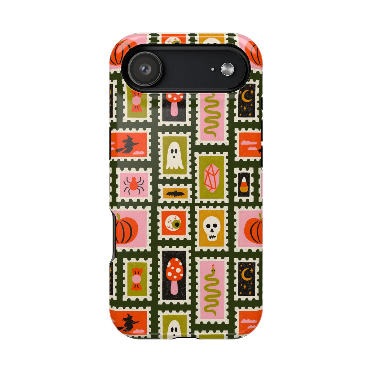 Halloween Stamp Pattern Phone Case — Cute Spooky Icons Magnetic Impact-Resistant Case