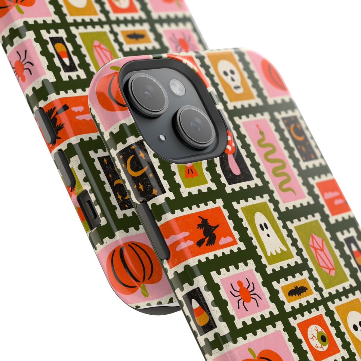 Halloween Stamp Pattern Phone Case — Cute Spooky Icons Magnetic Impact-Resistant Case