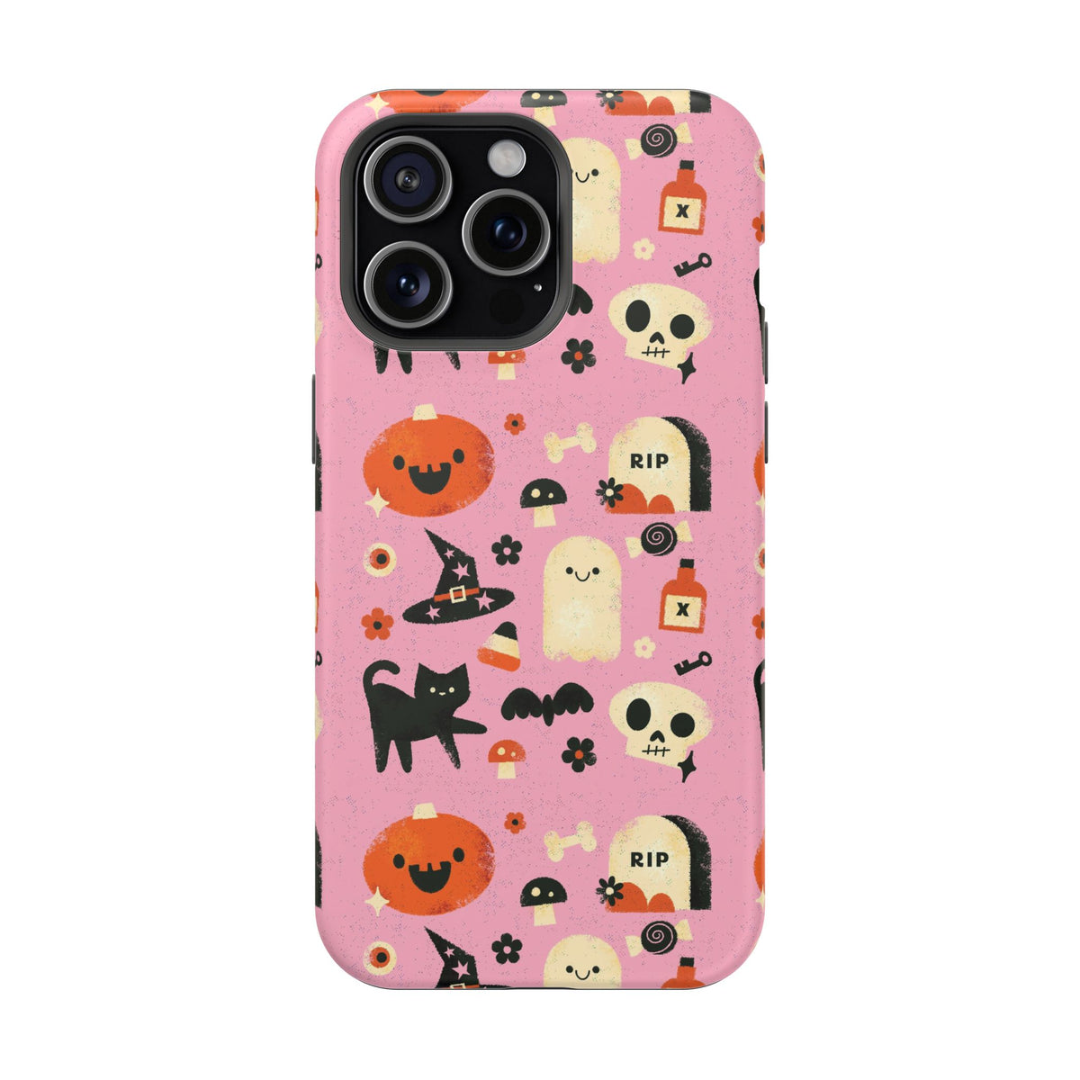 Cute Pink Halloween Magnetic Impact Phone Case — Ghosts, Pumpkins & Skulls
