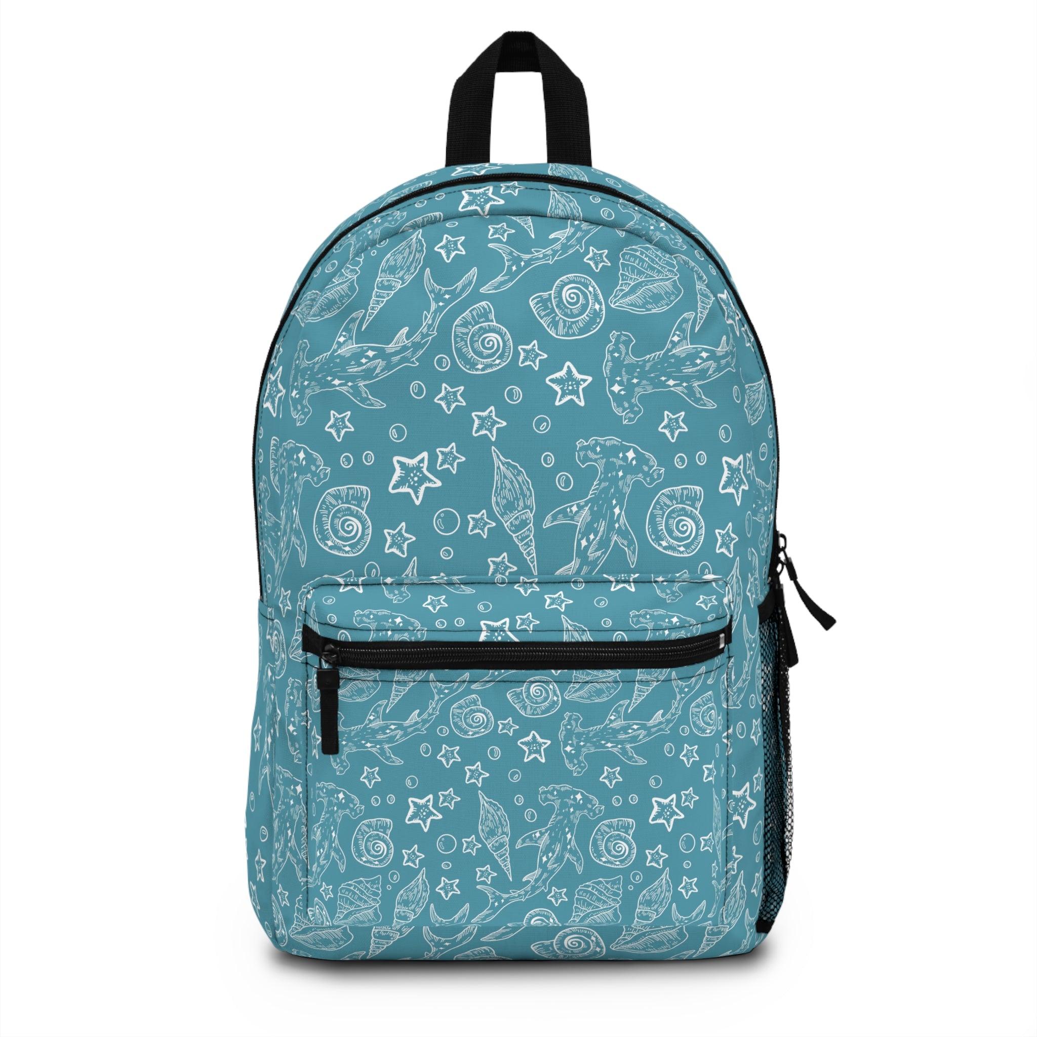Sea Creatures Pattern Backpack — Whimsical Ocean Shells & Starfish School Bag