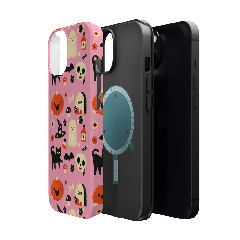Cute Pink Halloween Magnetic Impact Phone Case — Ghosts, Pumpkins & Skulls
