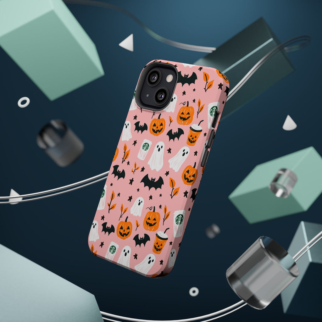 Halloween Cute Pattern Phone Case — Pink Ghosts, Pumpkins & Bats Magnetic Impact-Resistant
