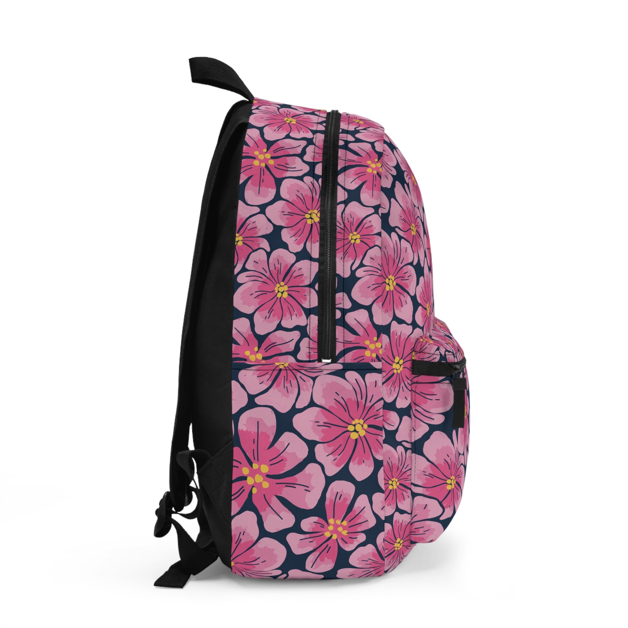 Pink Floral Backpack — Cherry Blossom Pattern School & Travel Bag