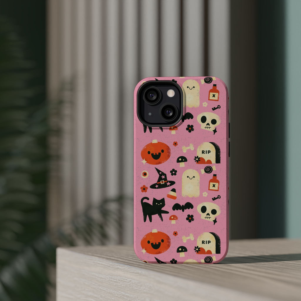 Cute Pink Halloween Magnetic Impact Phone Case — Ghosts, Pumpkins & Skulls