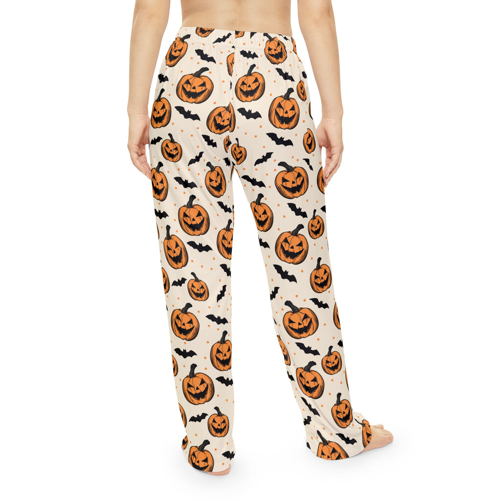 Halloween Pumpkin & Bat Women's Pajama Pants — Cozy Spooky Sleepwear