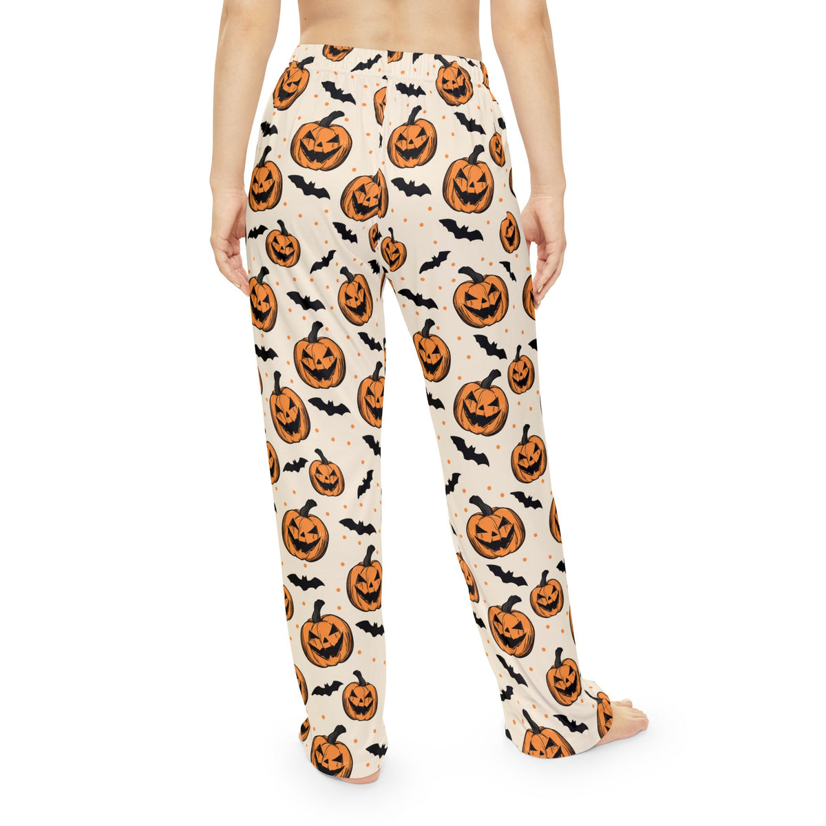 Halloween Pumpkin & Bat Women's Pajama Pants — Cozy Spooky Sleepwear