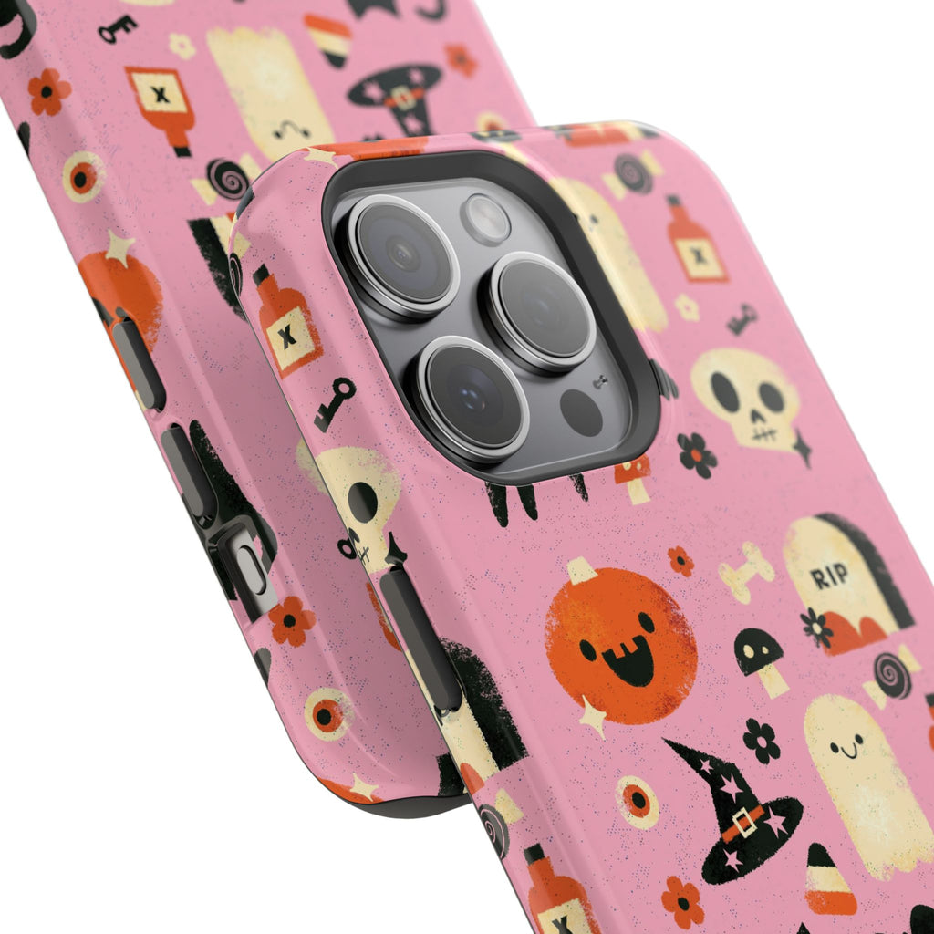 Cute Pink Halloween Magnetic Impact Phone Case — Ghosts, Pumpkins & Skulls