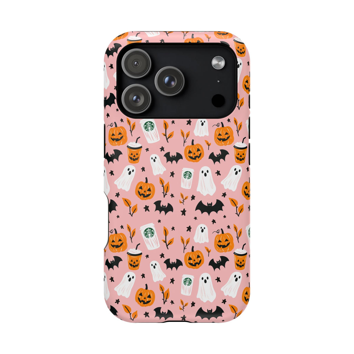 Halloween Ghosts & Pumpkins Magnetic Phone Case — Cute Pink Spooky Pattern