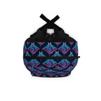 Geometric Neon Star Backpack — Blue & Purple Patterned School Bag