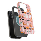 Halloween Cute Pattern Phone Case — Pink Ghosts, Pumpkins & Bats Magnetic Impact-Resistant