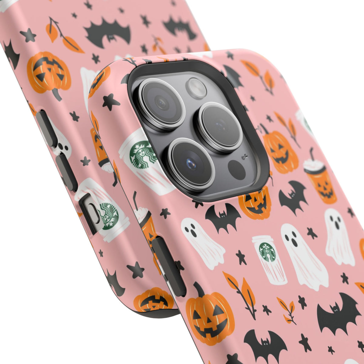 Halloween Cute Pattern Phone Case — Pink Ghosts, Pumpkins & Bats Magnetic Impact-Resistant