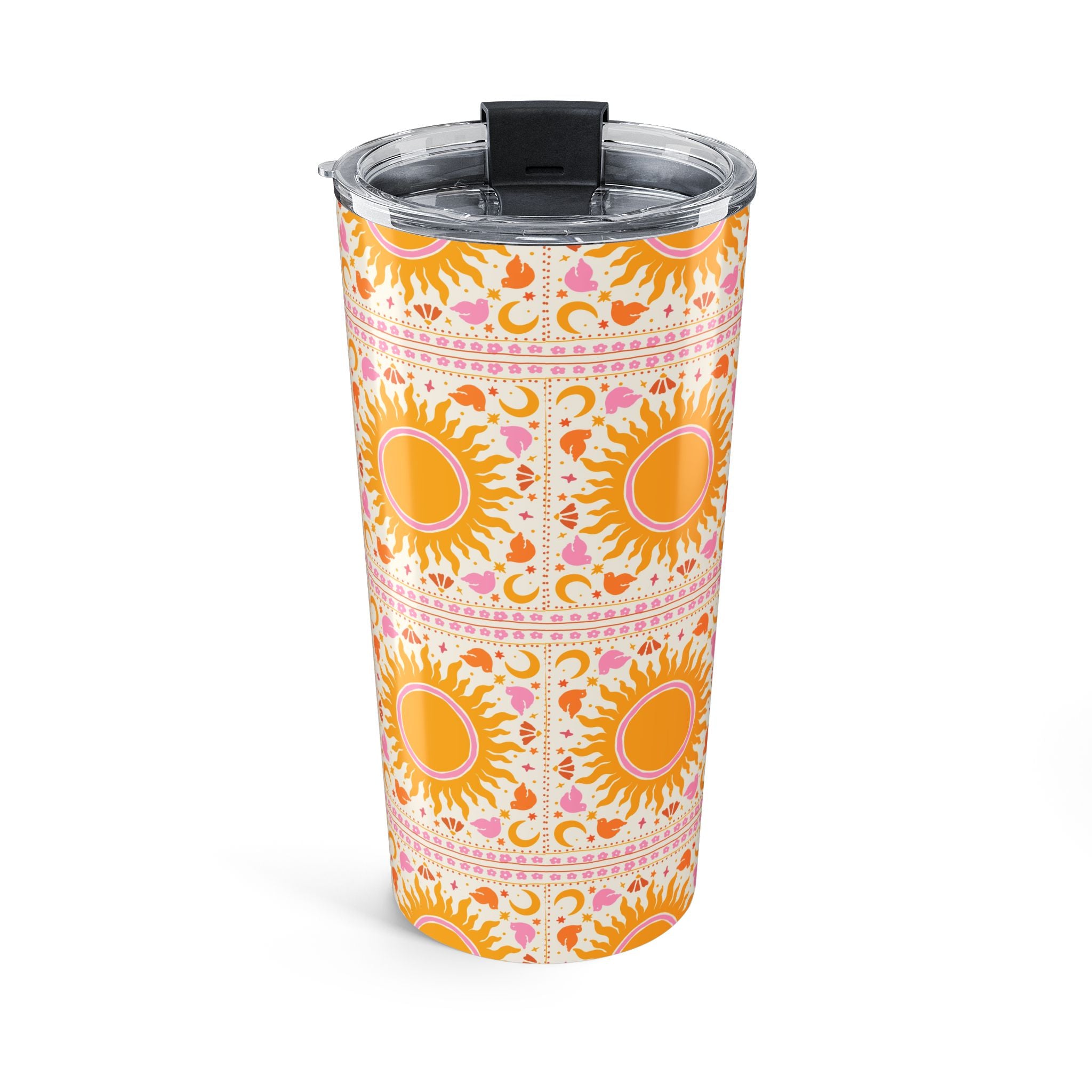 20oz Sunburst Tumbler — Retro Orange Floral Travel Cup