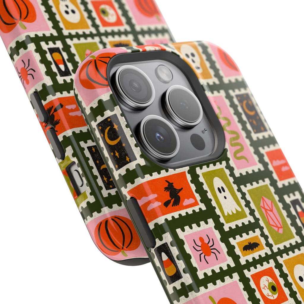 Halloween Stamp Pattern Phone Case — Cute Spooky Icons Magnetic Impact-Resistant Case