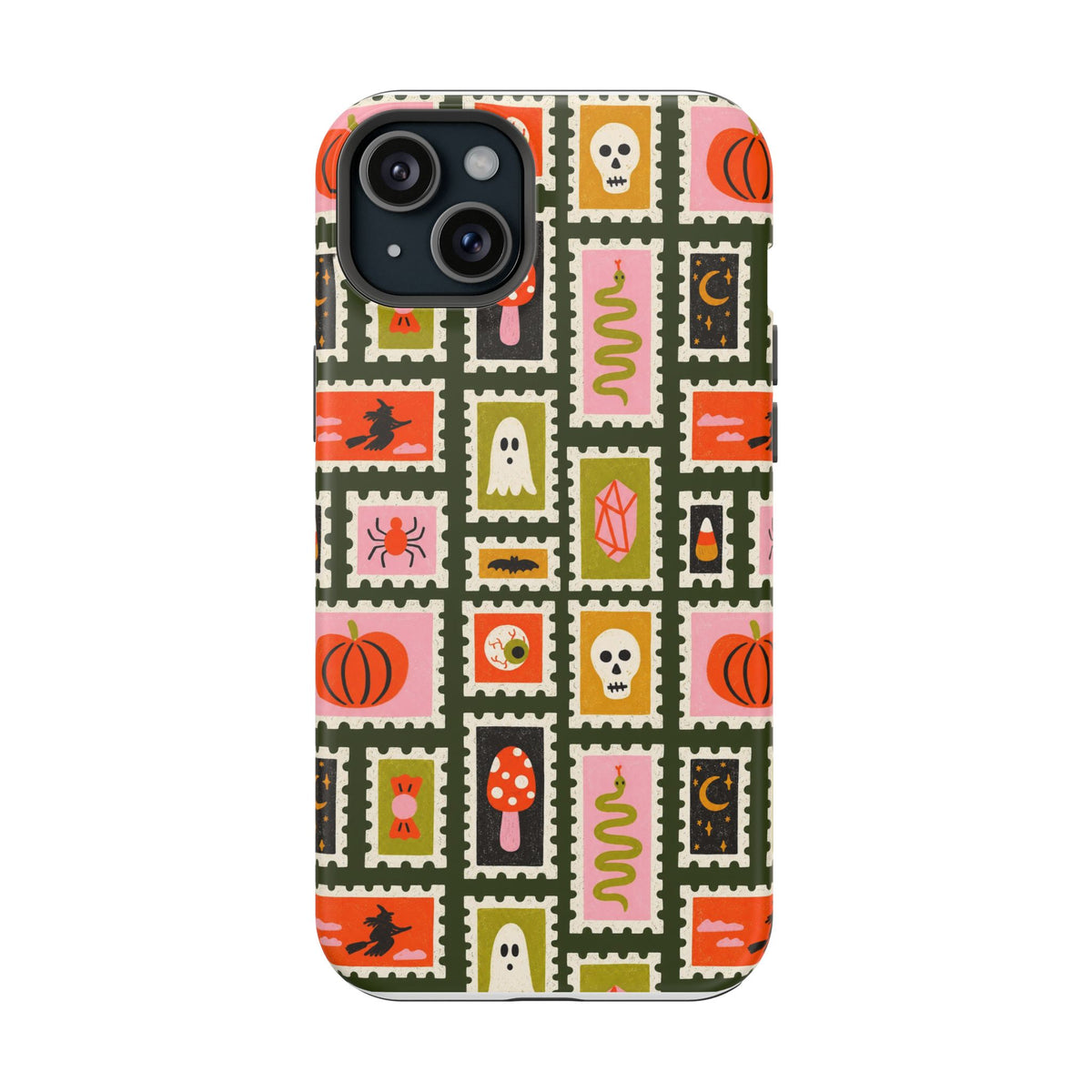 Halloween Stamp Pattern Phone Case — Cute Spooky Icons Magnetic Impact-Resistant Case