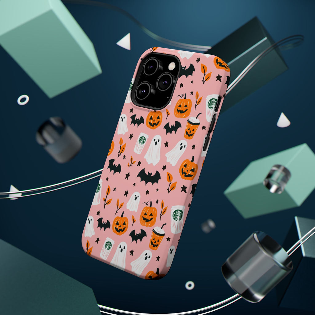 Halloween Cute Pattern Phone Case — Pink Ghosts, Pumpkins & Bats Magnetic Impact-Resistant