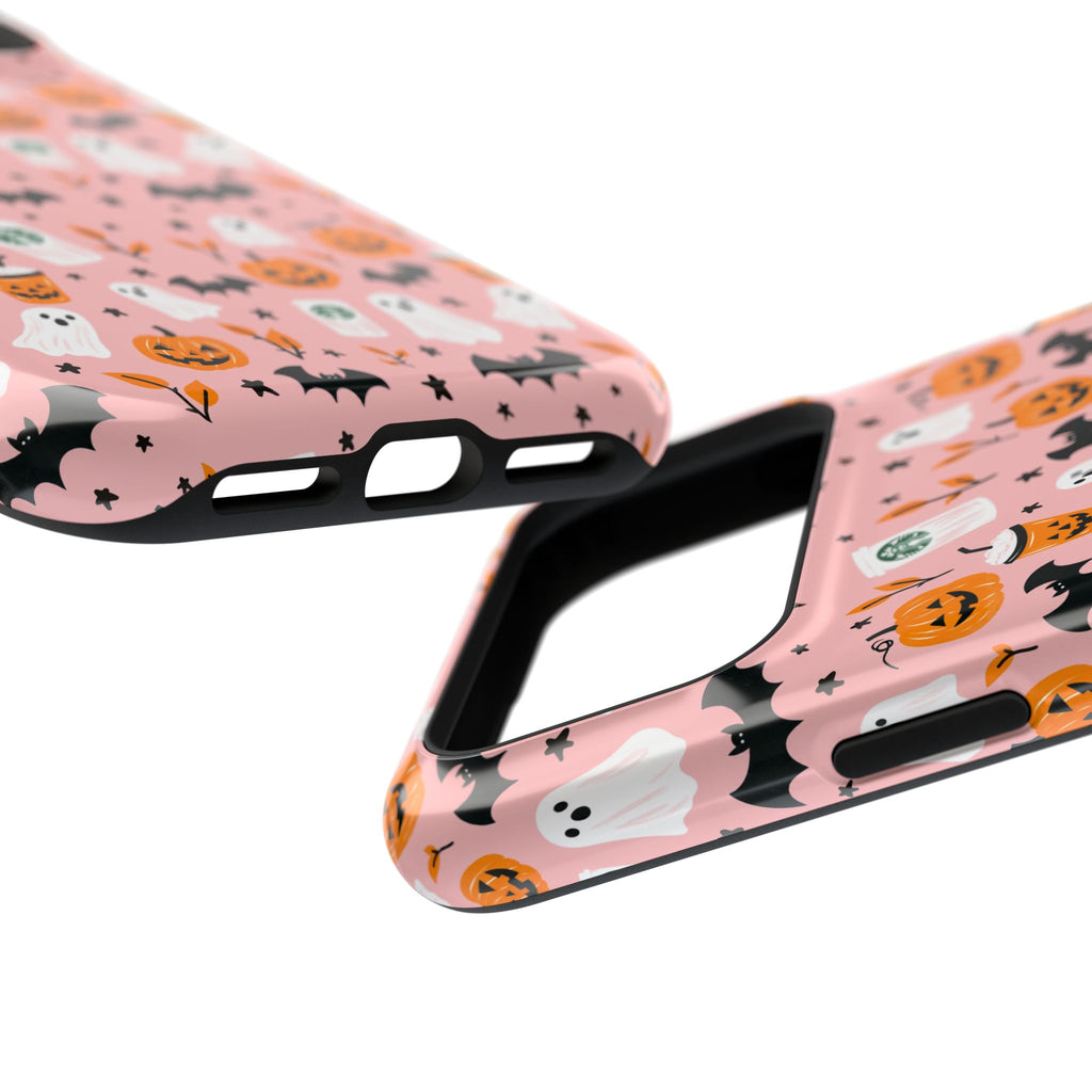 Halloween Ghosts & Pumpkins Magnetic Phone Case — Cute Pink Spooky Pattern