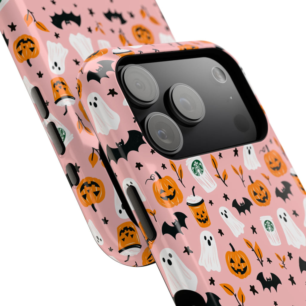 Halloween Ghosts & Pumpkins Magnetic Phone Case — Cute Pink Spooky Pattern