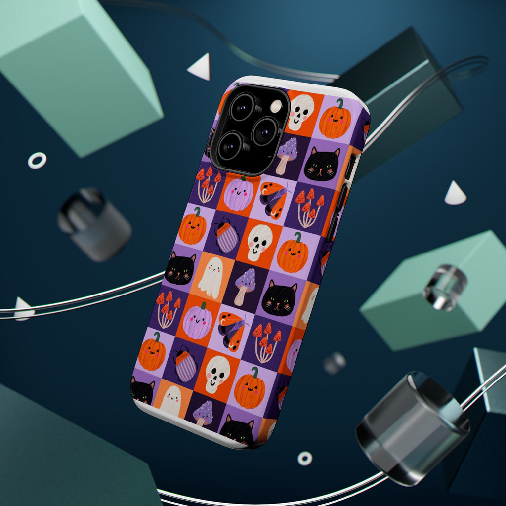 Halloween Pattern Magnetic Impact-Resistant Phone Case — Cute Pumpkins, Cats & Ghosts