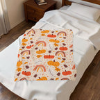 Autumn Pumpkin Rainbow Velveteen Plush Blanket — Cozy Fall Throw