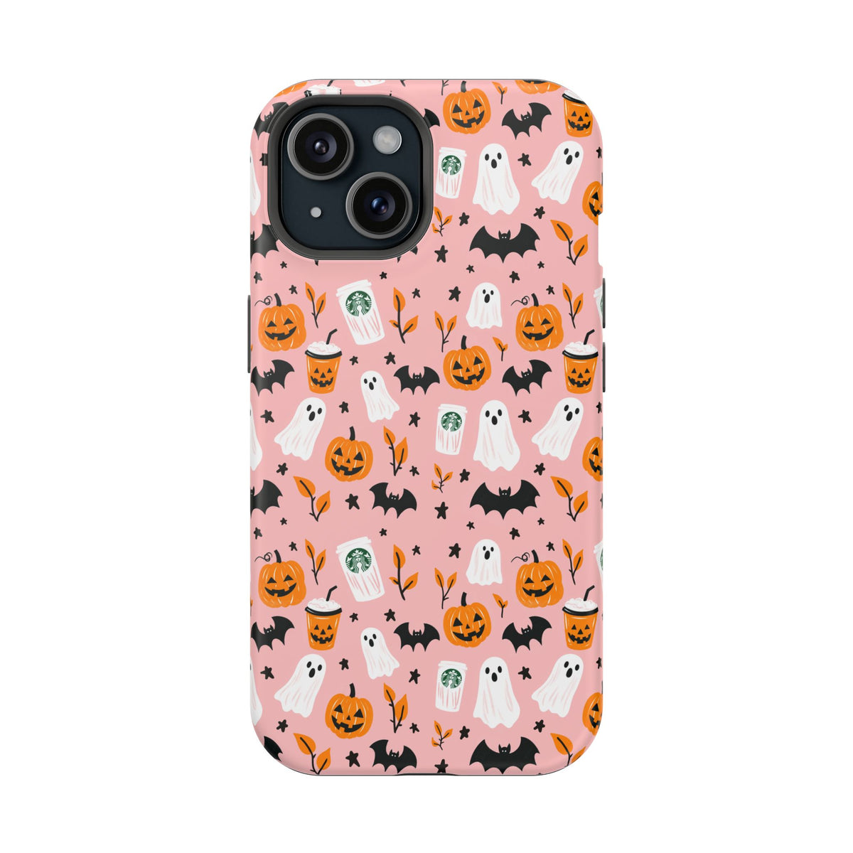 Halloween Ghosts & Pumpkins Magnetic Phone Case — Cute Pink Spooky Pattern