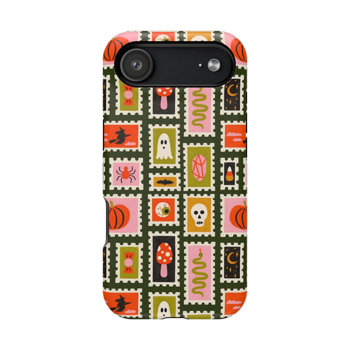 Halloween Stamp Pattern Phone Case — Cute Spooky Icons Magnetic Impact-Resistant Case