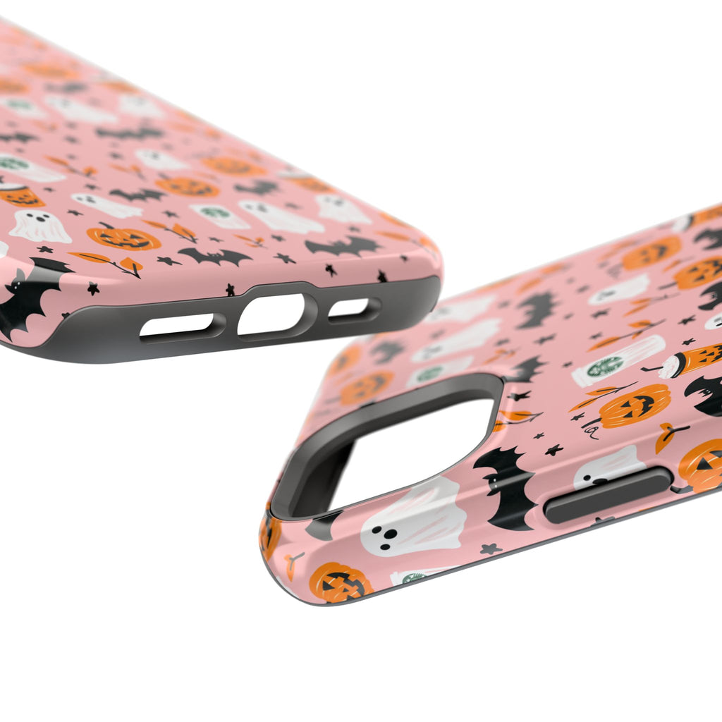 Halloween Ghosts & Pumpkins Magnetic Phone Case — Cute Pink Spooky Pattern