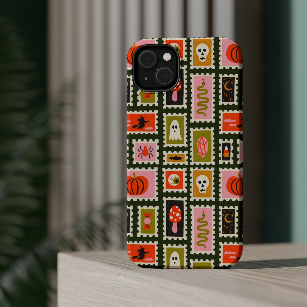 Halloween Stamp Pattern Phone Case — Cute Spooky Icons Magnetic Impact-Resistant Case