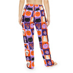 Halloween Patchwork Pajama Pants — Cute Pumpkins, Ghosts & Black Cat Print