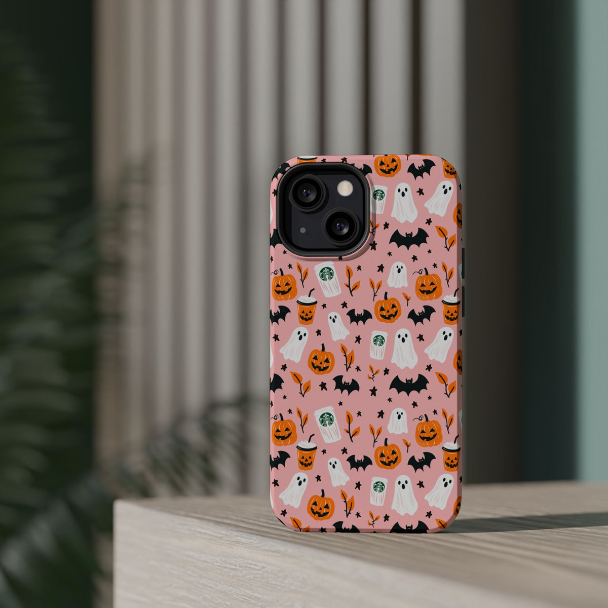 Halloween Ghosts & Pumpkins Magnetic Phone Case — Cute Pink Spooky Pattern