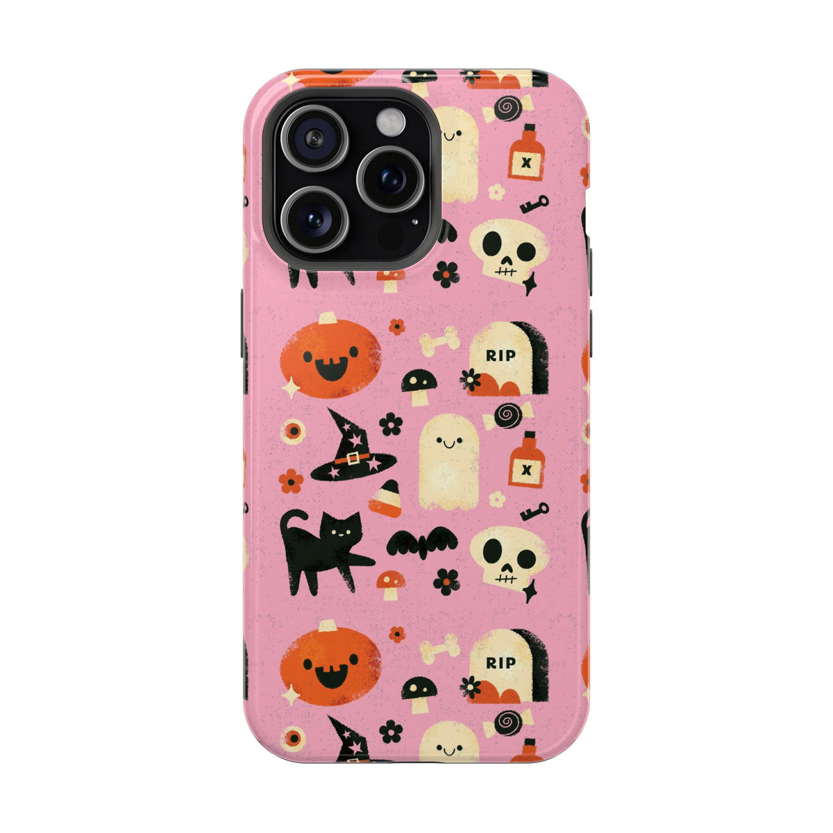 Cute Pink Halloween Magnetic Impact Phone Case — Ghosts, Pumpkins & Skulls