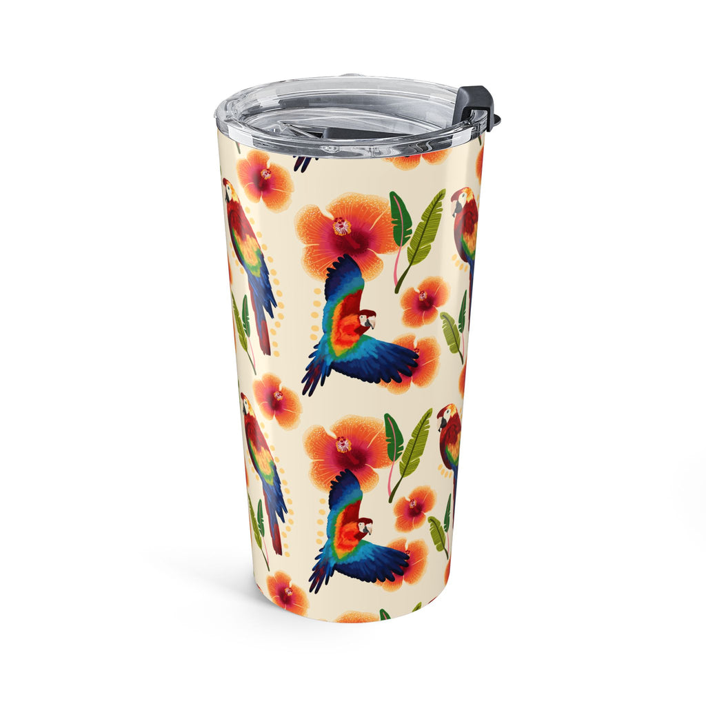 20oz Costa Rican Macaw Tumbler – Tropical Hibiscus Travel Cup