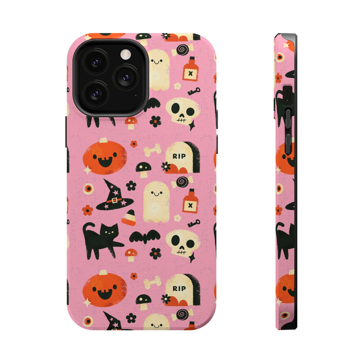 Cute Pink Halloween Magnetic Impact Phone Case — Ghosts, Pumpkins & Skulls