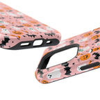 Halloween Ghosts & Pumpkins Magnetic Phone Case — Cute Pink Spooky Pattern