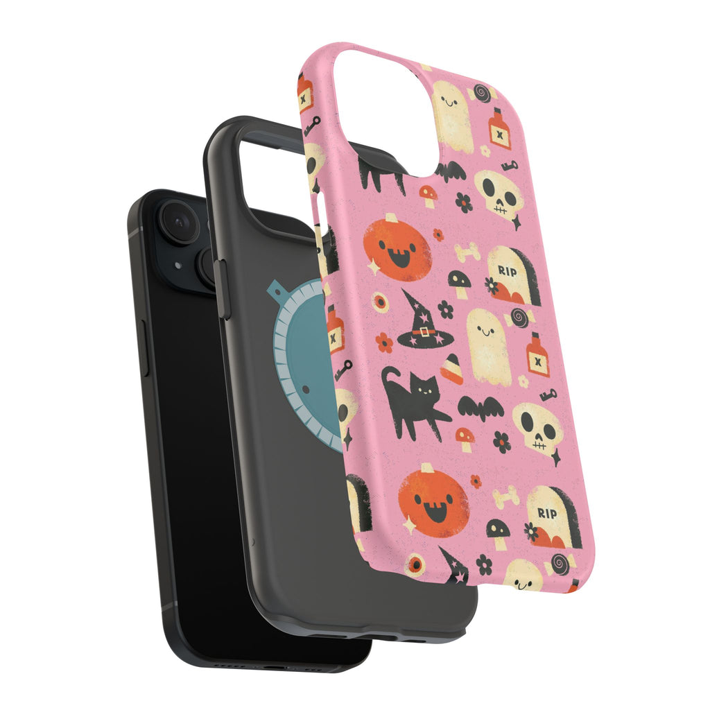 Cute Pink Halloween Magnetic Impact Phone Case — Ghosts, Pumpkins & Skulls
