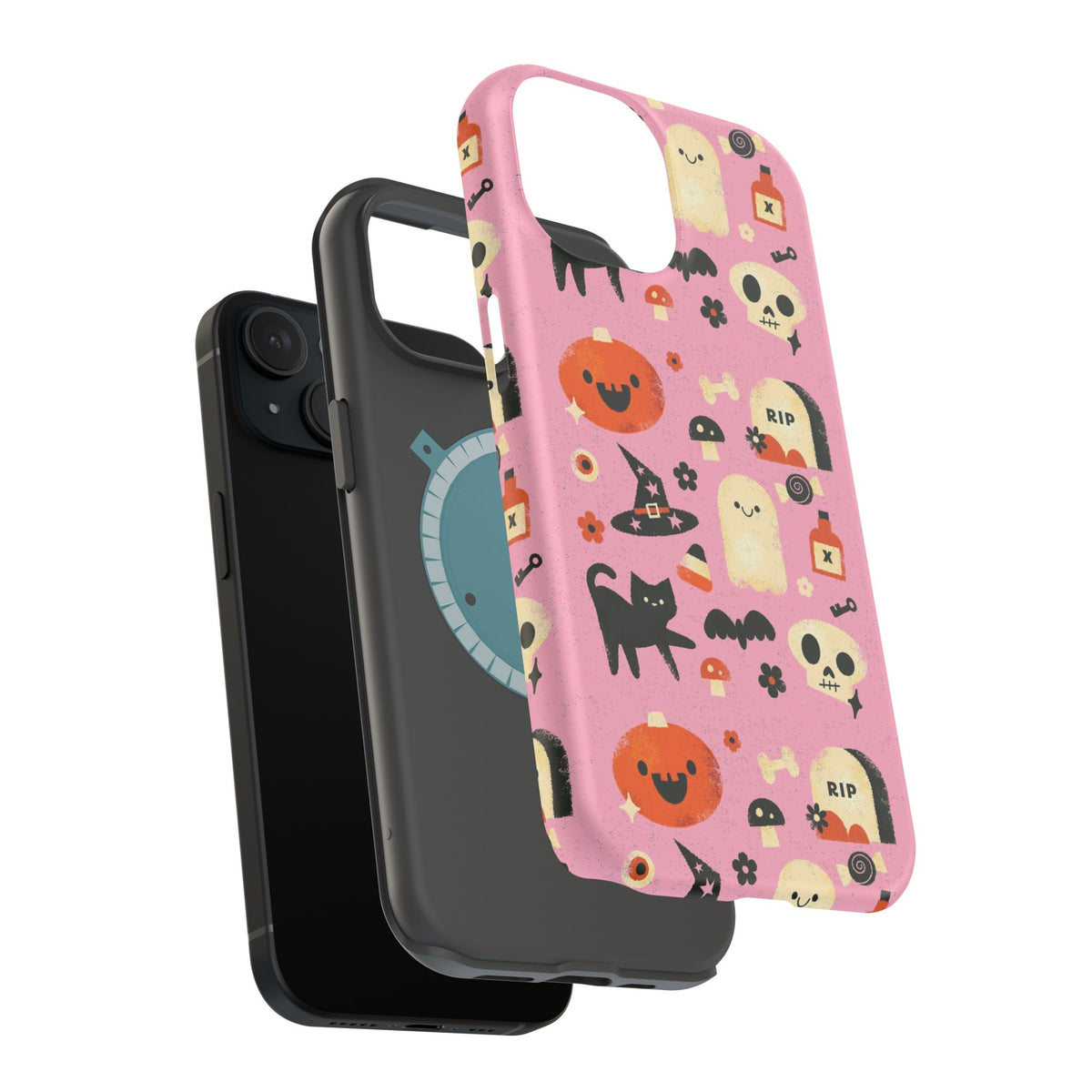 Cute Pink Halloween Magnetic Impact Phone Case — Ghosts, Pumpkins & Skulls