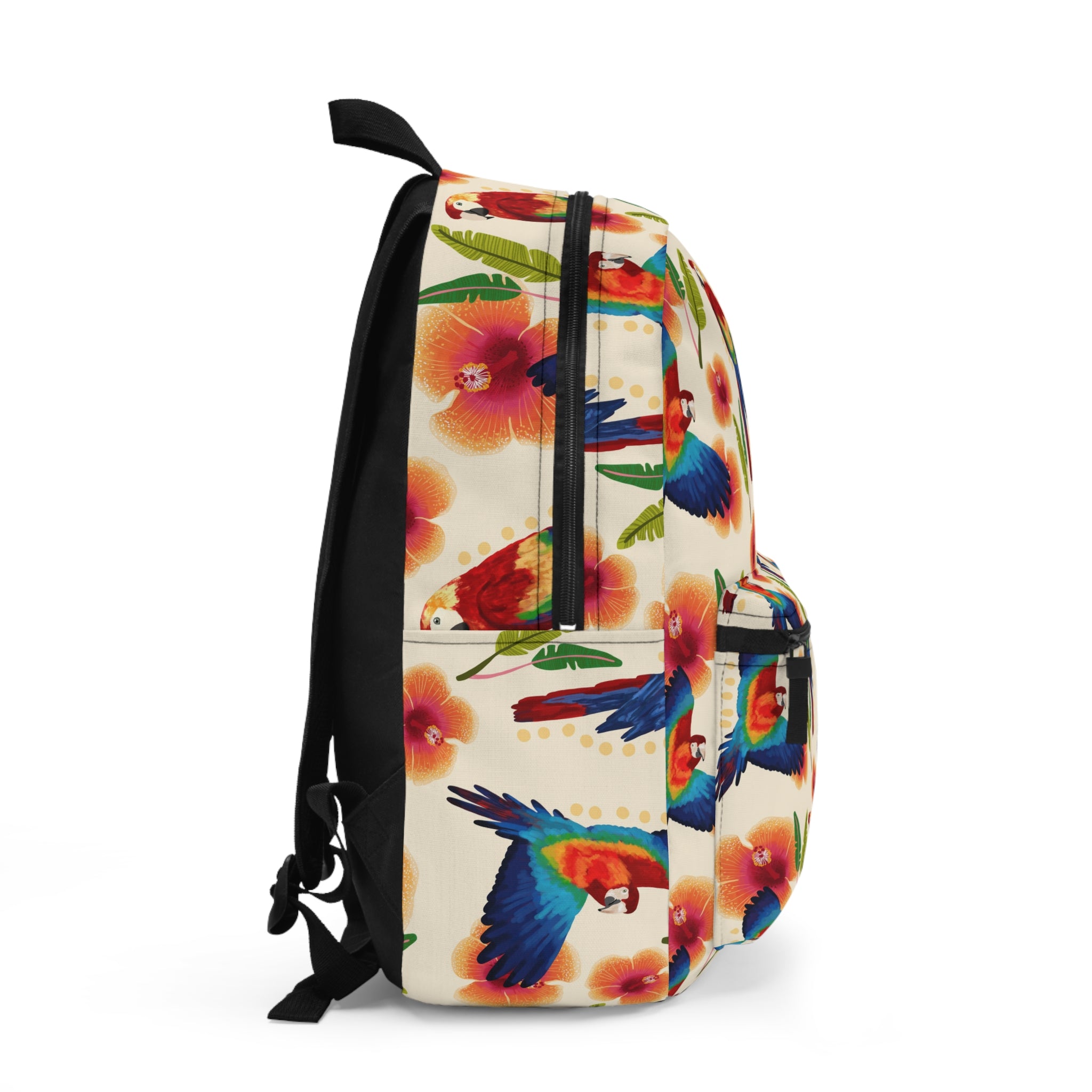 Tropical Macaw Backpack — Colorful Floral Bird Print School & Travel Bag